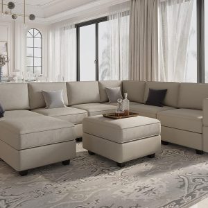 Modular Sectional Sofa with Storage Seat Oversized U Shaped Couch with Reversible Chaise Sofa Set with Ottoman