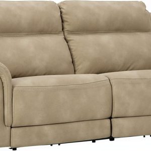 Faux Leather Zero Wall Power Reclining Sofa with USB, Beige Sand