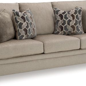 Contemporary Sofa Sleeper with Folding Gel Memory Foam Mattress, Reversible Cushions and 4 Accent Pillows, Queen, Light Brown