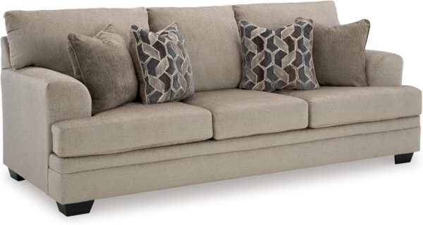 Contemporary Sofa Sleeper with Folding Gel Memory Foam Mattress, Reversible Cushions and 4 Accent Pillows, Queen, Light Brown